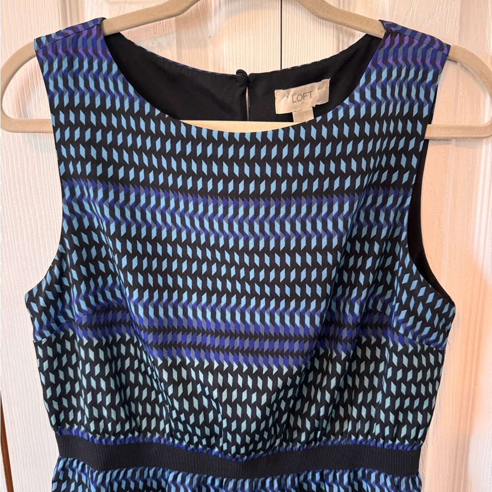 LOFT Factory Blue and Purple Patterned Sleeveless Midi Pullover Dress Size Small - Picture 3 of 12